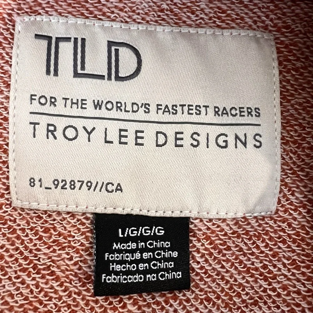 Troy Lee Design Hoodie Mens L Orange Zip Up Motocross MX Mountain Biking Patch‎ - Picture 10 of 11